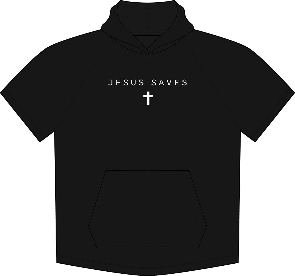 Jesus Saves Wicking Short Sleeve Hoodie