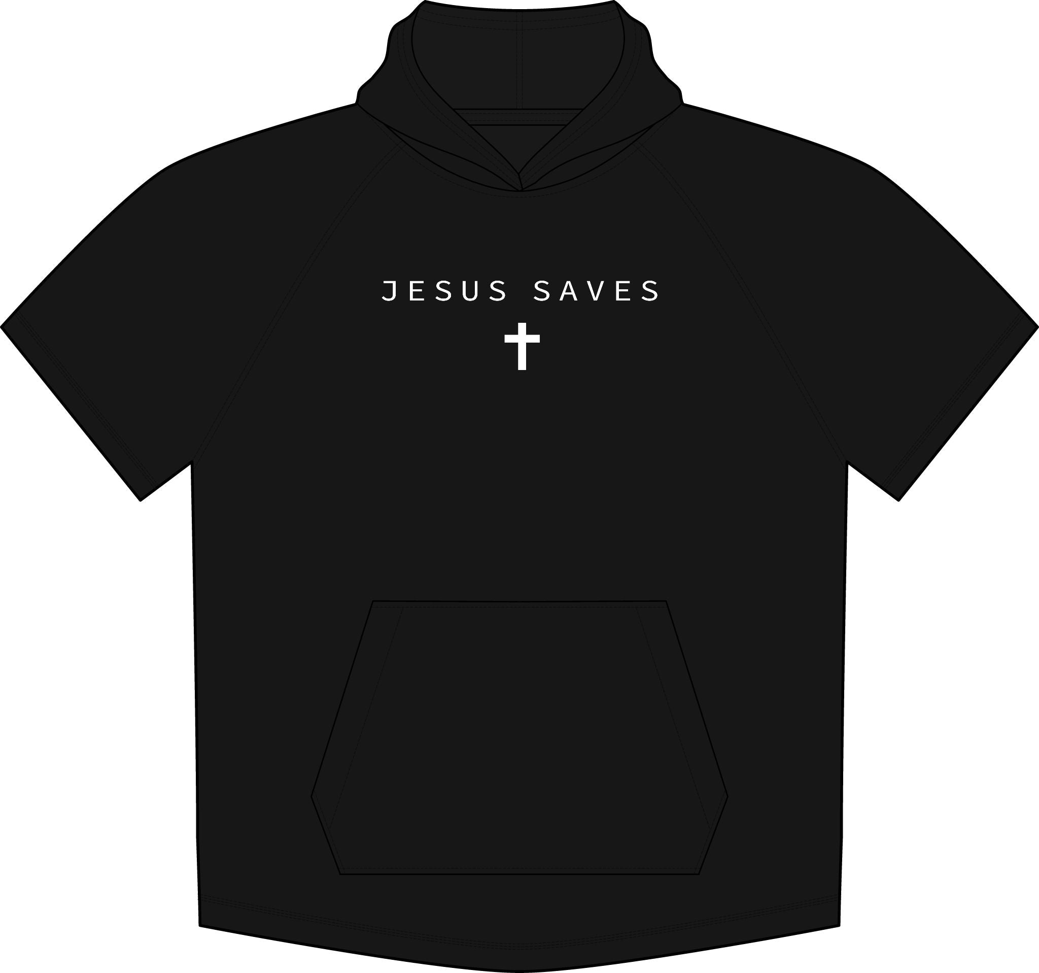 Jesus Saves Wicking Short Sleeve Hoodie