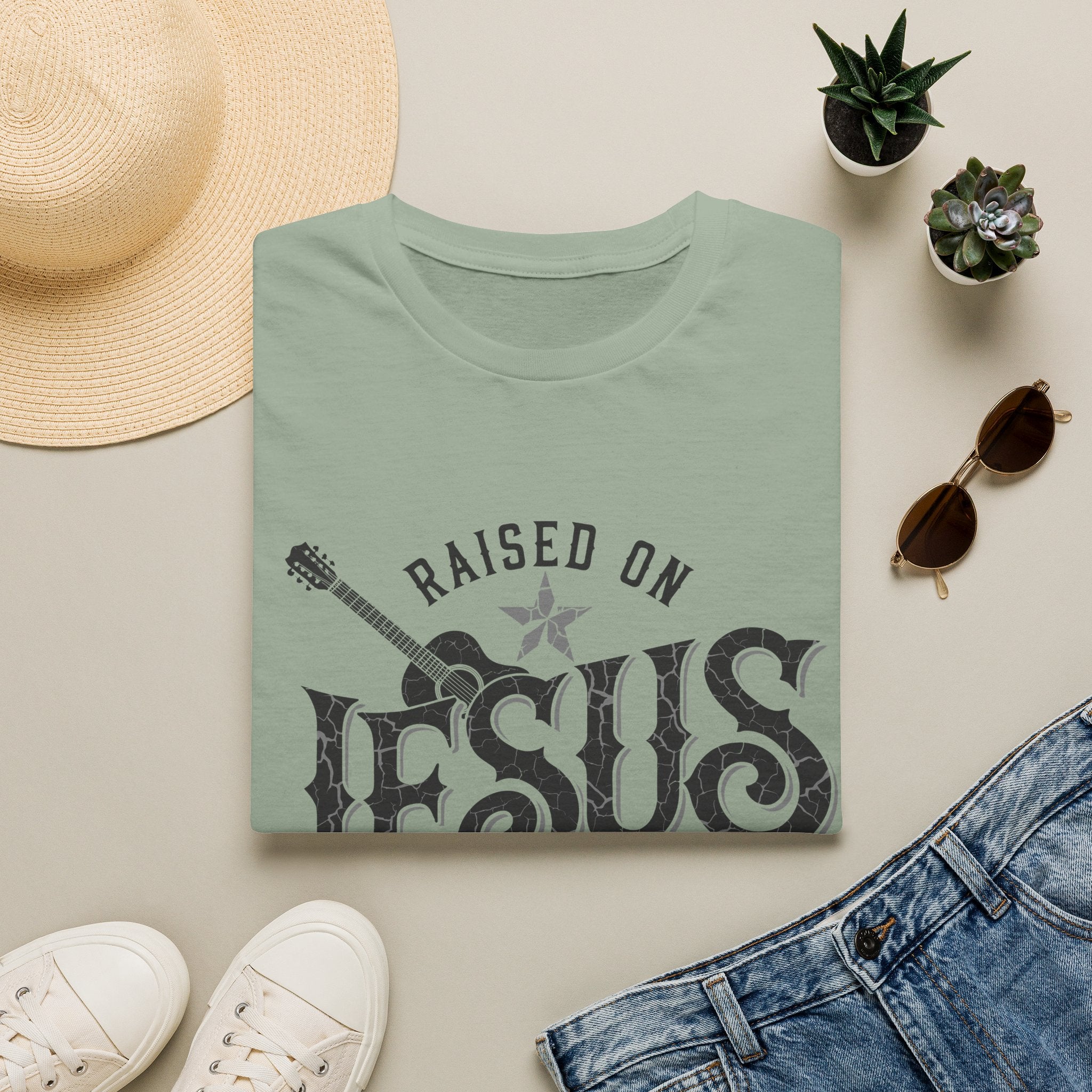 Raised On Jesus and Country Music Tee