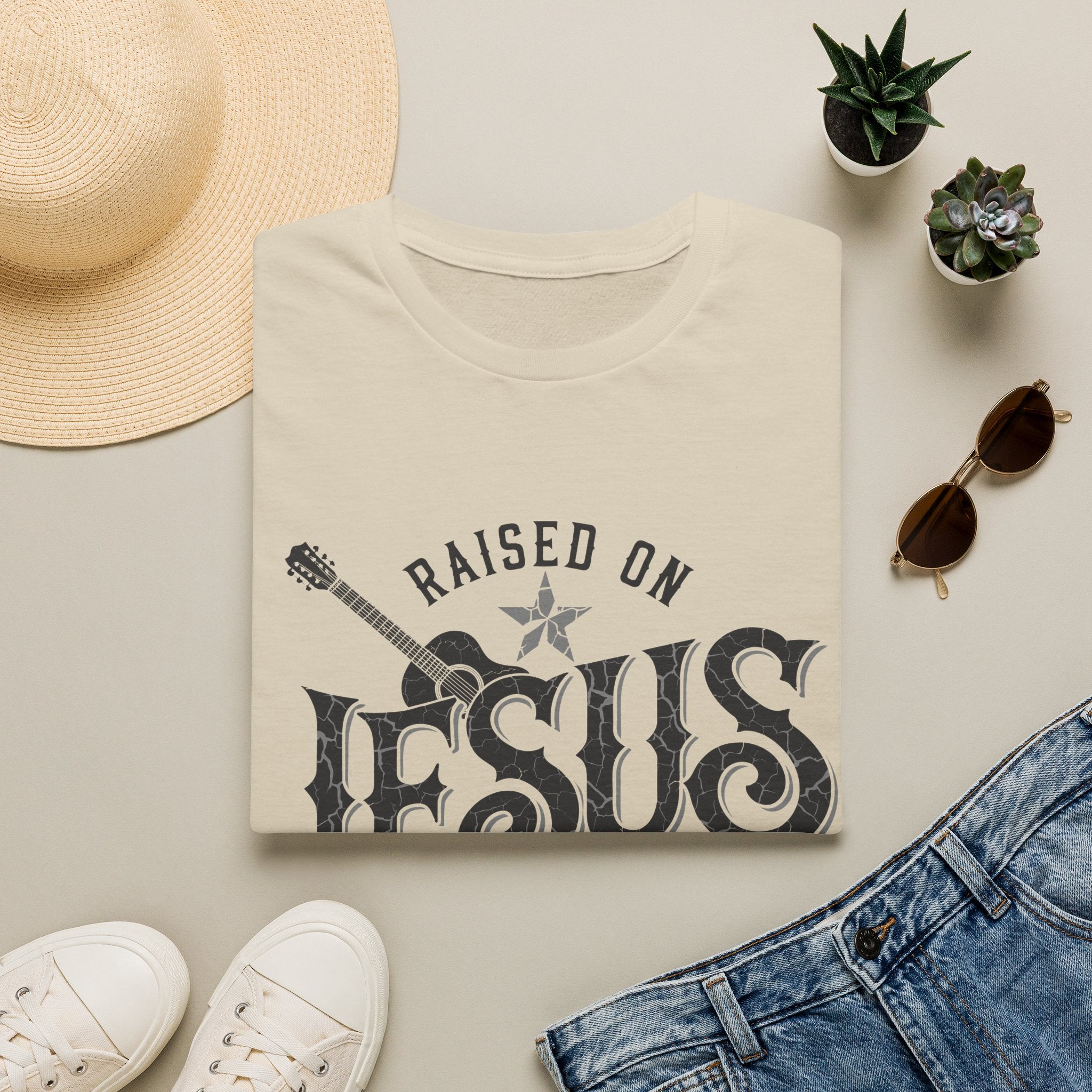 Raised On Jesus and Country Music Tee